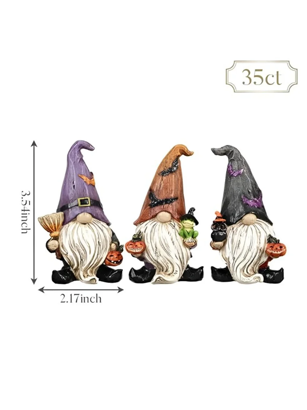 Gnomes Halloween Decorations Indoor, 3 Pcs Resin Gnome Decor for
